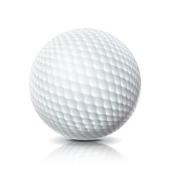 Realistic Golf Ball Isolated On White Background. Three-dimensional. Vector Illustration.
