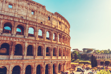 Fototapeta na wymiar Exterior view of the Colosseum Rome, Italy