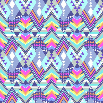 colorful tribal geo shapes - seamless background
