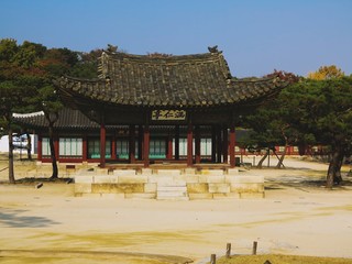 Fototapeta na wymiar korean traditional palace, wooden roof
