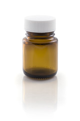 Empty glass jar on white background