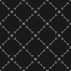 Vector seamless pattern, subtle geometric background in oriental style. Delicate diagonal lattice, thin lines. Abstract monochrome repeat texture. Dark design element for print, decor, textile, fabric