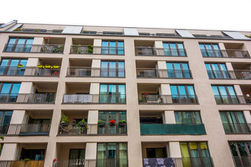 Fototapeta na wymiar colorful and modern facade of apartment house