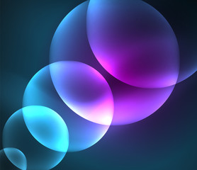 Glowing shiny overlapping circles composition on dark background