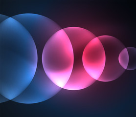 Glowing shiny overlapping circles composition on dark background