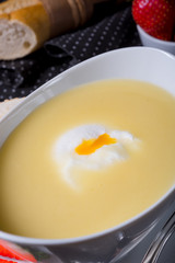 Asparagus cream soup with egg