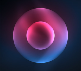 Glowing shiny overlapping circles composition on dark background