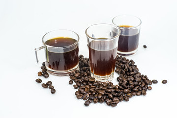 drif coffee in clear glass with coffee bean.
