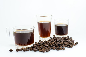 drif coffee in clear glass with coffee bean.