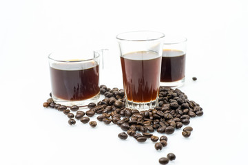 drif coffee in clear glass with coffee bean.