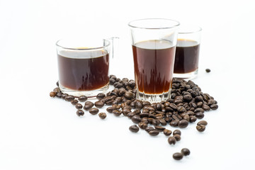 drif coffee in clear glass with coffee bean.