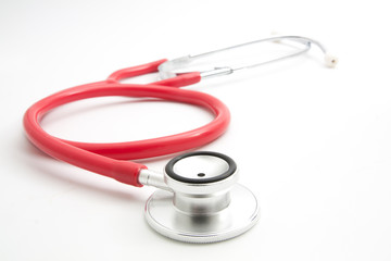 Close -up stethoscope on blue background