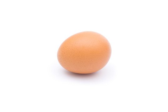 Single brown chicken egg isolated on white background