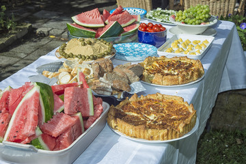 Summer buffet in garden