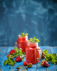 Homemade strawberry smoothie © Grafvision