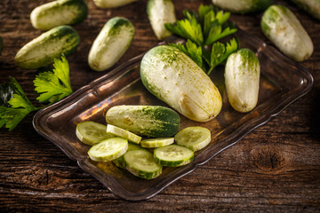 Heap of fresh sliced cucumbers