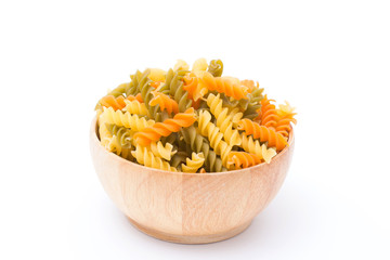 Raw spaghetti isolated on white background