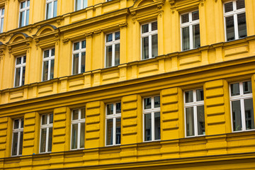detailed view of luxury yellow facade