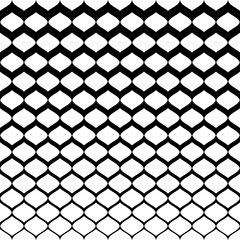 Halftone seamless pattern, vector monochrome texture with gradient transition effect from black to white. Illustration of mesh with gradually thickness. Abstract background. Design for prints, covers