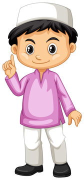 Indonesian boy in pink shirt