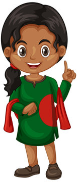 recommend clip art: Bangladesh girl in green costume