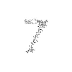 Tropical floral alphabet numbers, palm numbers 7