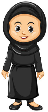Muslim girl in black outfit