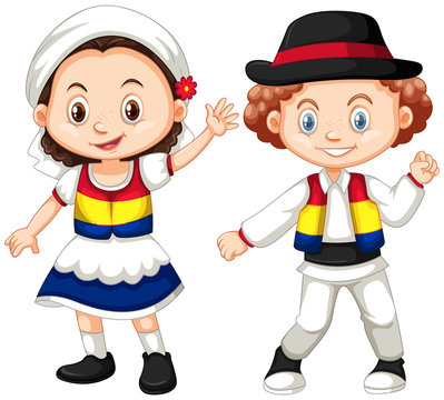 kids in traditional clothes smiling clip art preview