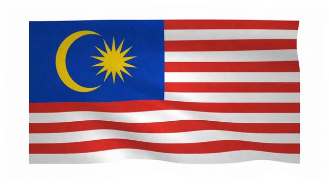 Flag of Malaysia waving on white background