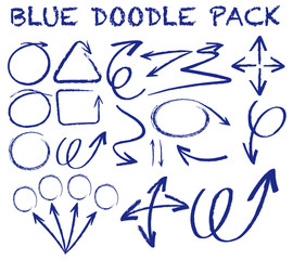 Different doodle strokes in blue color