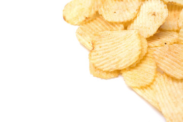 Potato chips isolated on white background