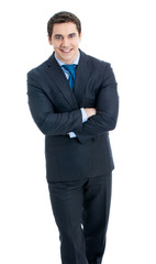 Smiling businessman, over white