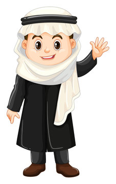 Muslim boy waving hand