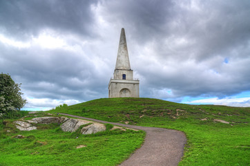 Fototapeta na wymiar The view of the Killiney Hill Obelisk in Dublin, Ireland.