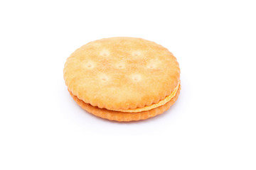 Sandwich  cheese cream cracker isolated on white background