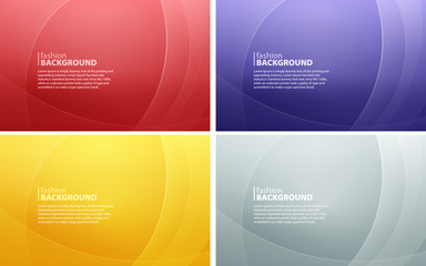 Set of abstract horizontal backgrounds of curved lines. Curvaceous lines with blur gradient effect. Vector illustration.