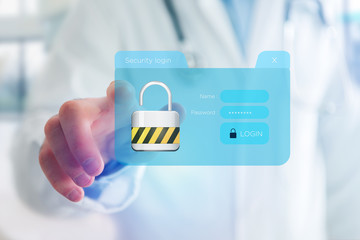 Security login window displayed on a futuristic interface - Connection concept