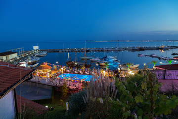 Night view to the yaht marina
