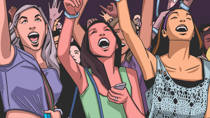 Illustration of people partying in color