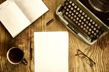 writer desktop with typewriter retro
