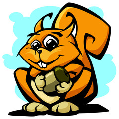 Squirrel with walnut vector illustration
