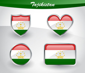 Glossy Tajikistan flag icon set