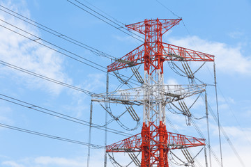 Electric transmission line with nice blue sky