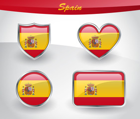 Obraz premium Glossy Spain flag icon set