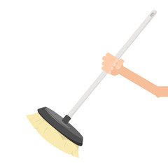 hand holding broom