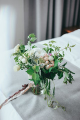Wonderful luxury wedding bouquet of different flowers