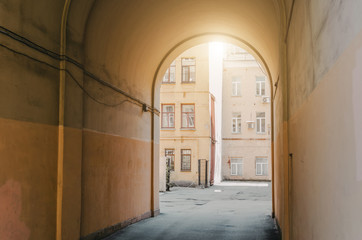 Entrance arch to the old courtyards of residential buildings.