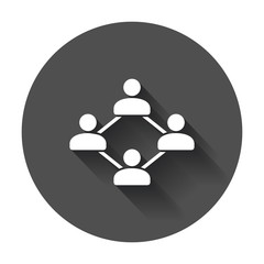 Network vector icon. People connection vector illustration with long shadow.