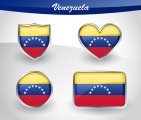 Fototapeta premium Glossy Venezuela flag icon set