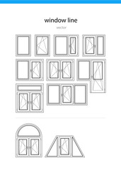 Set icon window line vector